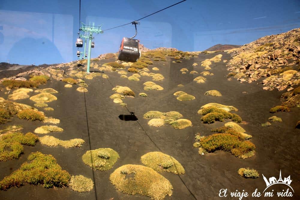 Teleférico subiendo al Etna